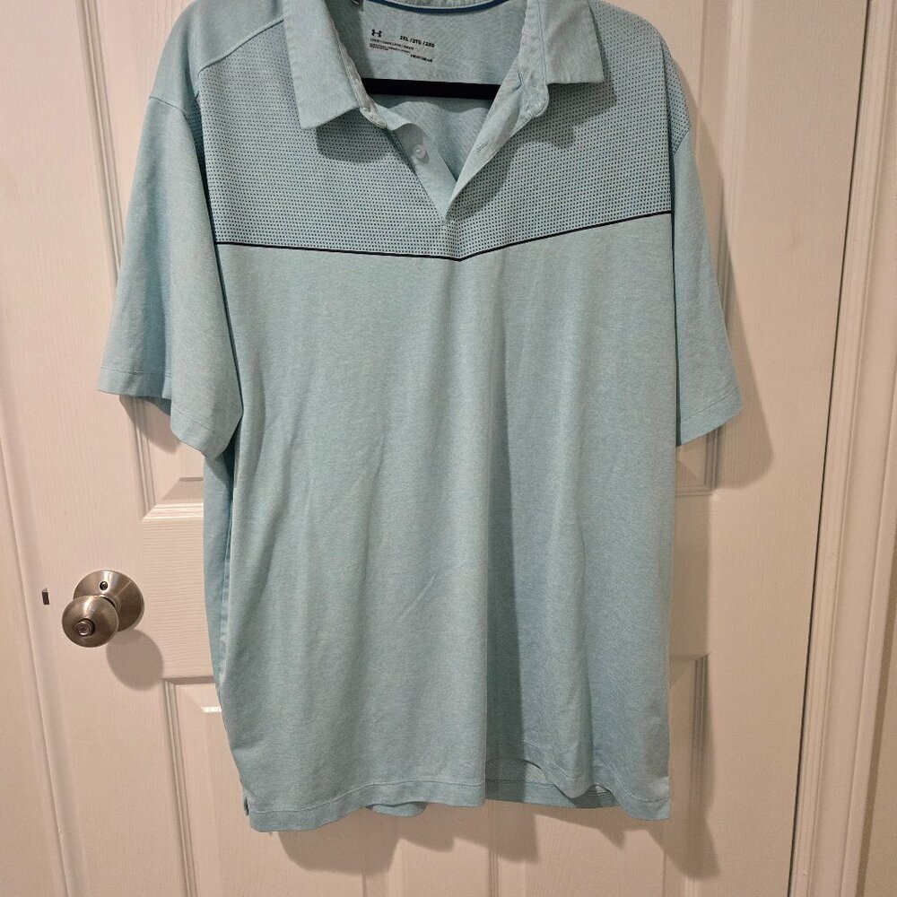 Under Armour Loose Fit Polo Shirt Light Blue 2XL - Picture 1 of 3